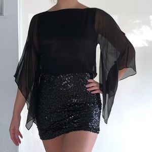 Guess by Marciano Black Anya Sequin Skirt Dress